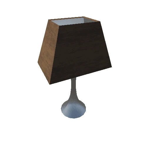 Desk Lamp-001 - Brushed Metal Trapezoid Shade Wood